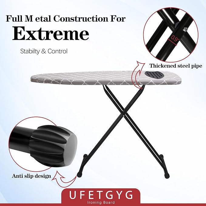 Ironing Board with Silicone Iron Rest pad, Extra Thick Cover, 14x54 Compact and - Image 4