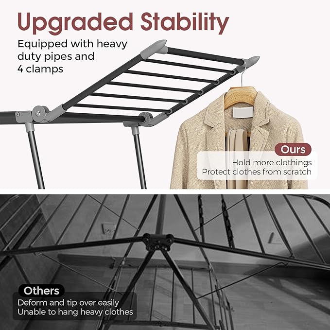 APEXCHASER Clothes Drying Rack Foldable, Large Drying Rack Clothing, Winged