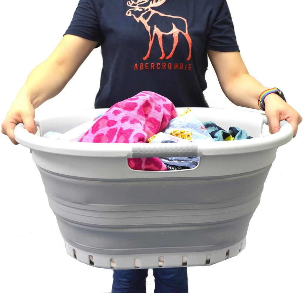 SAMMART 36L (9.5 gallon) Set of 2 Collapsible 3 Handled Plastic Laundry Baske...