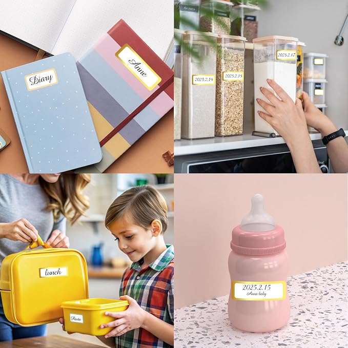Gold Labels Stickers, Removable Blank Labels Gold Border, Self-Adhesive - Image 6