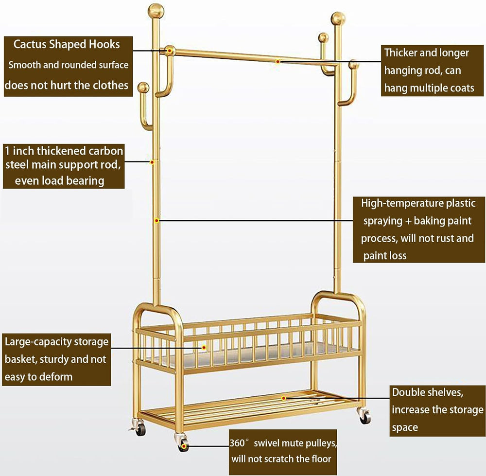 Garment Racks,on wheels,movable,Double Decker,Sturdy Metal Frame,Available fo...