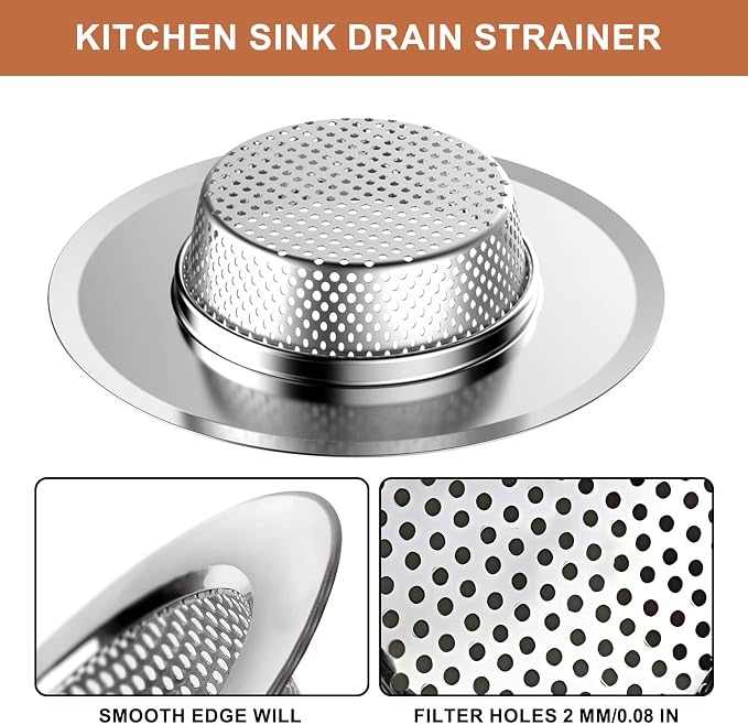 4 Pcs Stainless Steel Mesh Sink Drain Strainer, 4.5" Top / 3" Kitchen Filter - Image 3