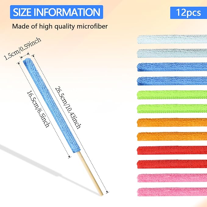 12 Pcs Microfiber Detail Duster Sticks Fan Cleaning Brush Crevice Cleaning Tool - Image 2