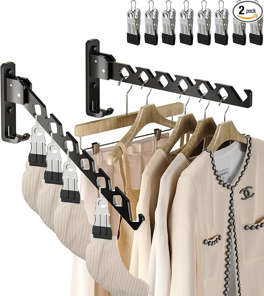 Wall Mount Coat Hanger Holder Black Clothes Drying Organizer Rack Garment Hooks by DrDJ