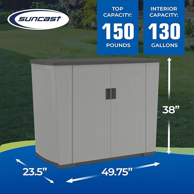 Suncast Outdoor Storage Shed for Patio and Garden, Backyard Oasis, 130 Gallon - Image 3