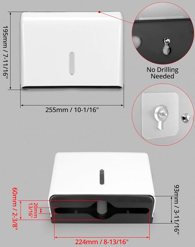 QWORK Paper Towel Dispenser Wall Mount, 2 Pack Multifold Hand Towel Dispenser - Image 6