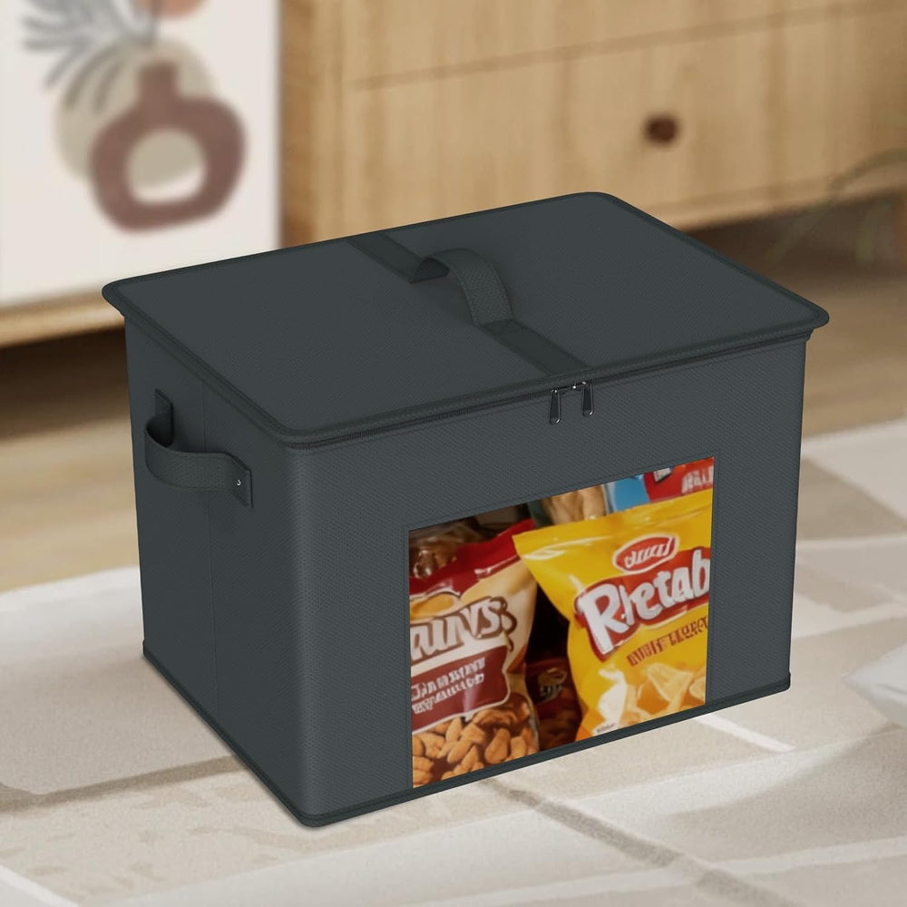 Zilink Fabric Organizer Bins with Lids Cloth Storage Bins, Dark Grey, 4Pack