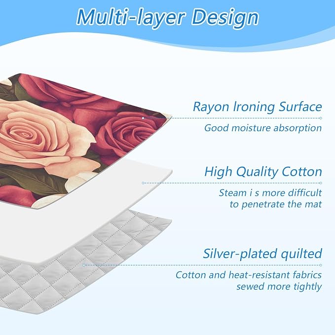 Roses and Lily Flowers Ironing Mat Thickened Ironing Blanket Travel Portable - Image 4