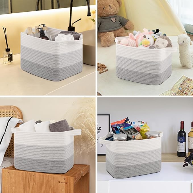 Storage Baskets for Organizing, Woven Baskets for Shelves, Rectangle Decorative - Image 5