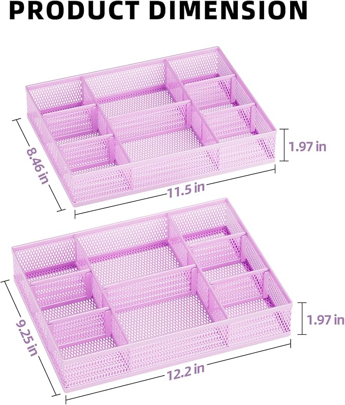 Marbrasse 2 Pack Desk Drawer Organizer, Mesh Drawer Organizer Tray - Image 5