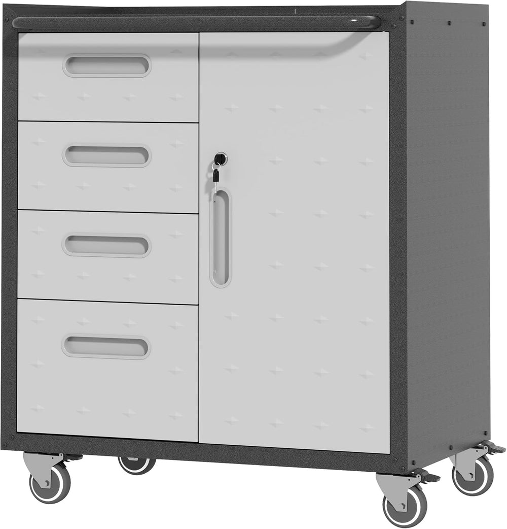 Metal Storage Cabinet with Wheels, Rolling Tool Cabinet with Adjustable Shelve