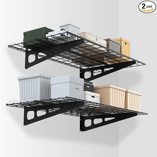 WORKPRO 2-Pack 2x4FT Garage Wall Shelving, 48” x 24” Heavy Duty Wall Mounted by WORKPRO