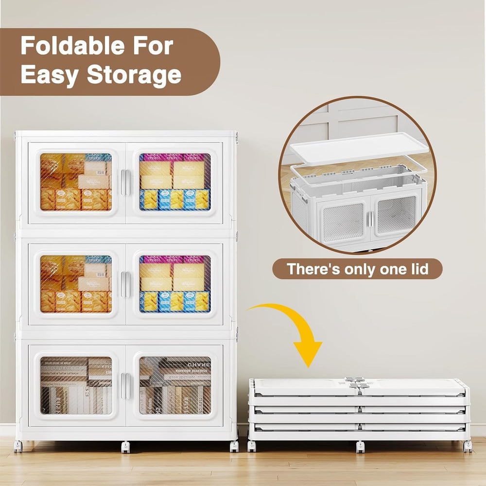 BROVIEW 220Gal Extra Large Storage Bins with Lid and Wheels, White, 4 Pack