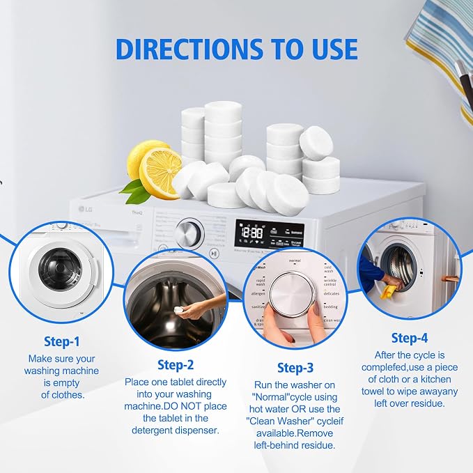 USKICH Washing Machine Cleaner Descaler 40 Pack-Deep Cleaning Tablets - Image 3