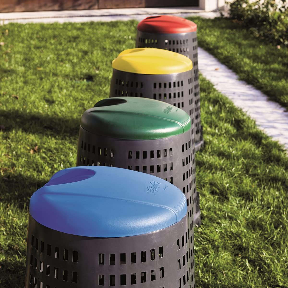 Stefanplast Trestle Bin, Capri Blue/Black, 100 Litre