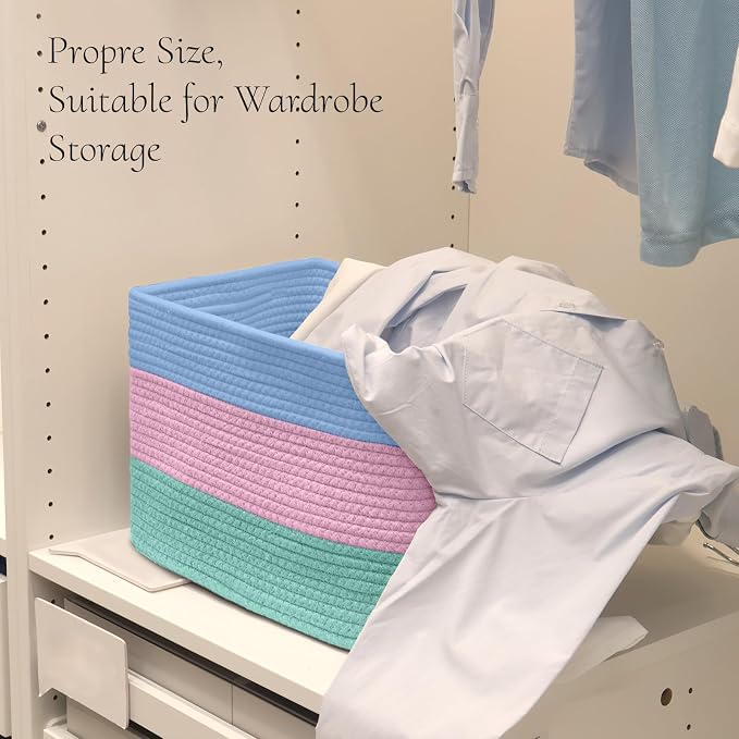 Hopegiver Woven Storage Baskets 15x11x10 Inch, 1 Pack Collapsible Cube Storage - Image 4