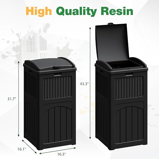Flamaker 30 Gallon Trash Can, Resin Outdoor Garbage Can - Image 5