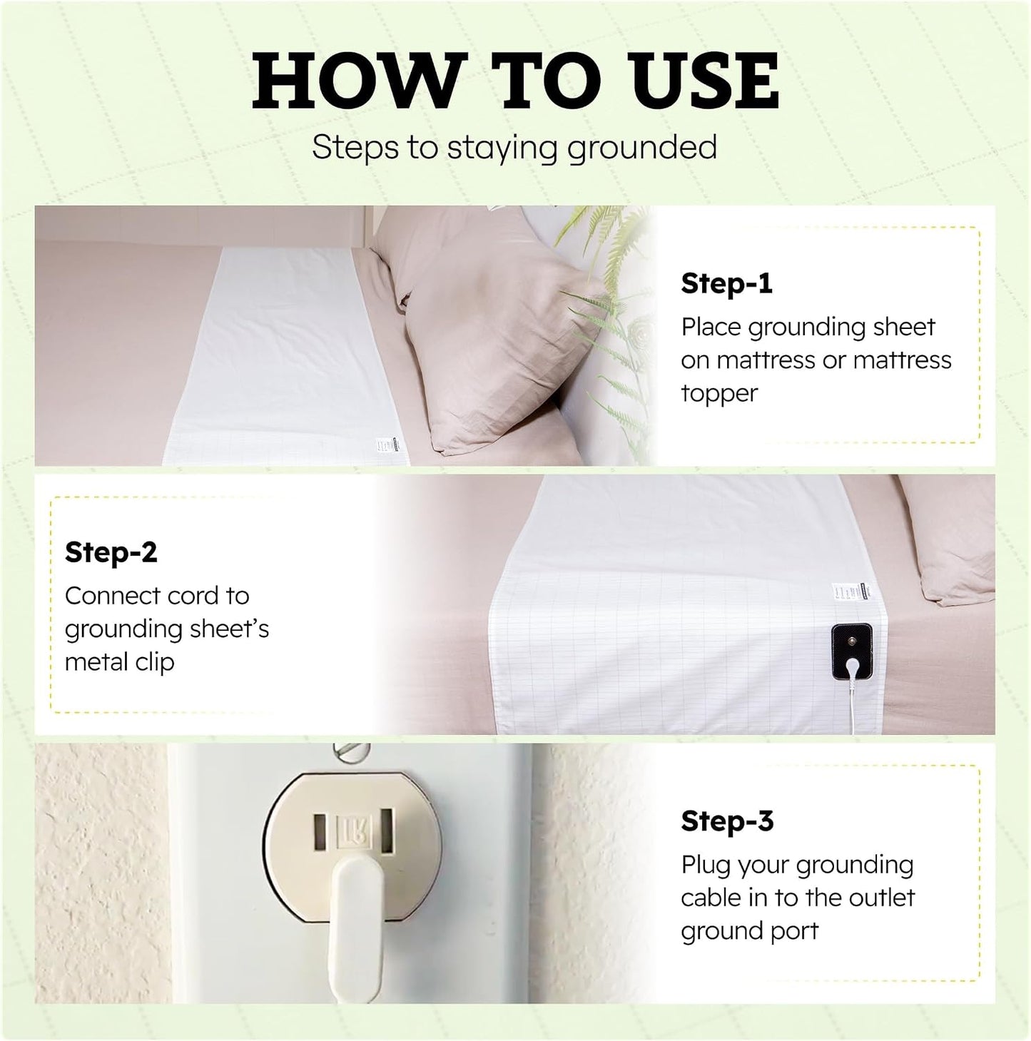 EarthingWell Grounding Sheet for Bed, Grounding Bed Sheet with Silver Fiber & Organic Cotton for Deep Rest, Earthing Sheet Strip with 15.5 ft Grounded Cord, Fits Full Queen King Beds (20" x 104")