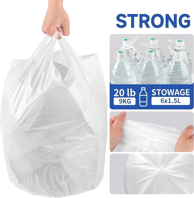 Small Trash Bags with Handles 5 Gallon 200 Count White - Image 5