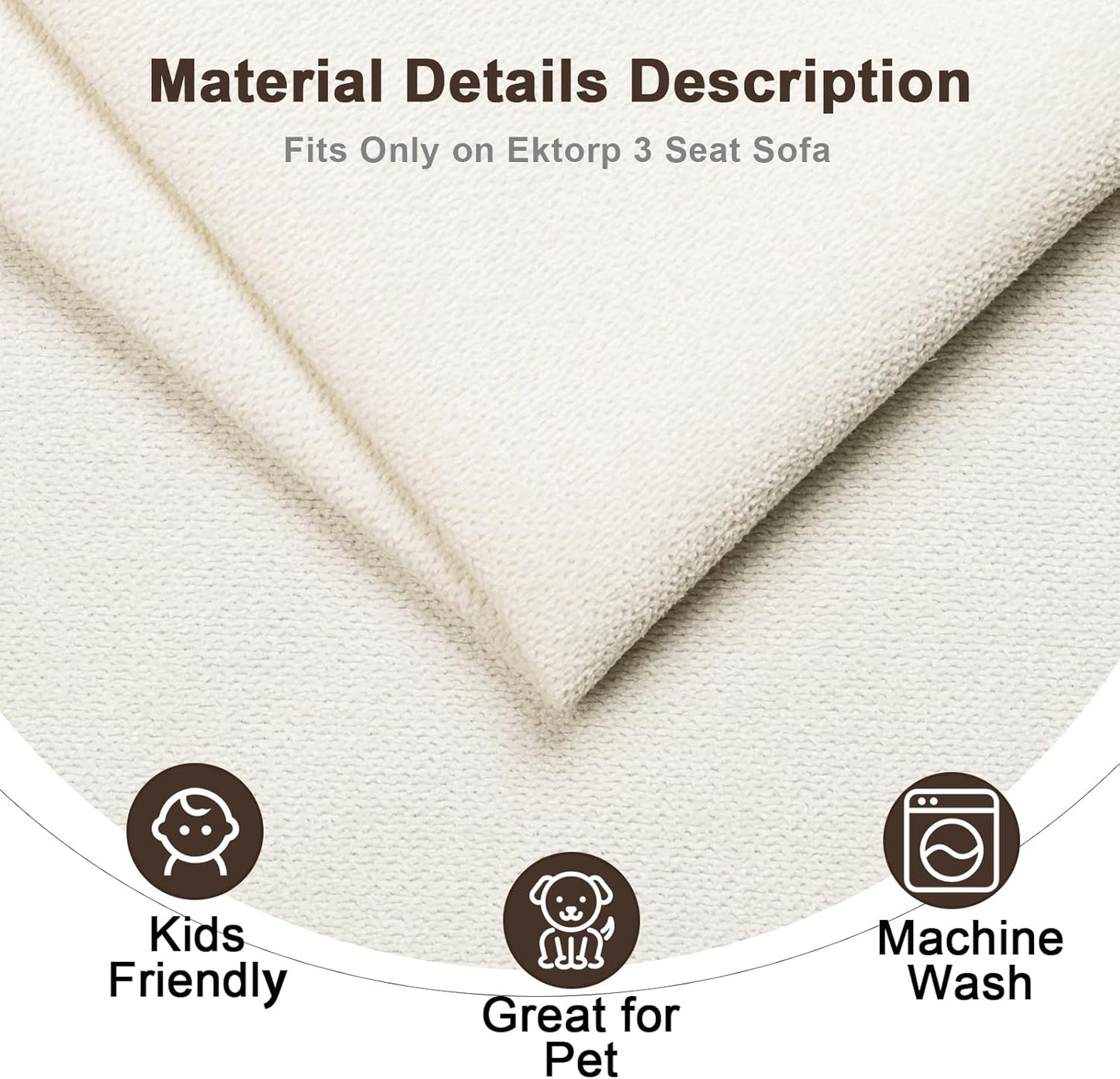Ektorp 3 Seat Sofa Cover Slipcover Replacement Made for IKEA Ektorp 3 Seat Sofa Cover, Couch Cover Not Include The Sofa Body,Cool White