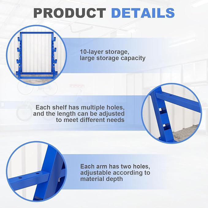 Steel Lumber & Pipe Storage Rack – Heavy Duty 4-Tier Horizontal Organizer Shelf - Image 6