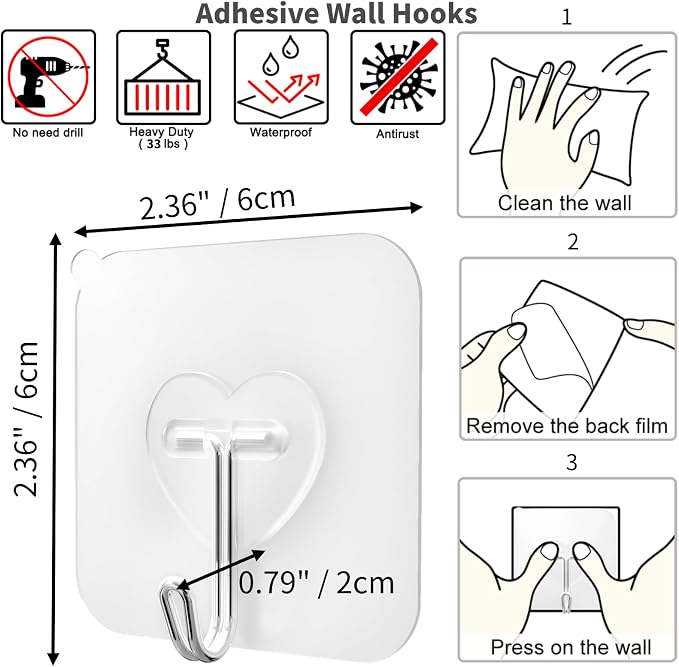 DGYB 20 Pcs Clear Adhesive Hooks - Image 6