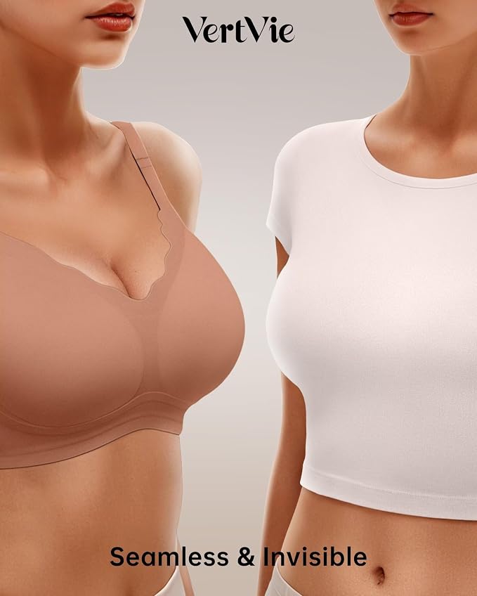 Vertvie Womens Seamless Bras No Underwire Supportive Wireless Push Up Full - Image 4