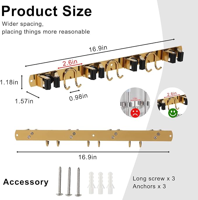 Mop Broom Holder Wall Mount - Image 3