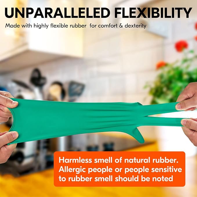 Vgo... 1-Pair Reusable Household Gloves, Rubber Dishwashing gloves, Extra - Image 4
