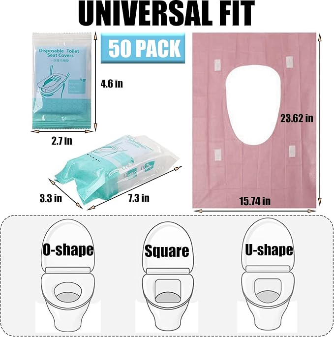 50 Pack Toilet Seat Covers Disposable 16x24 Inch XL Portable Toilet Liners - Image 2