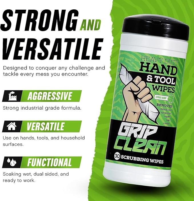 Grip Clean Heavy Duty Hand & Tool Cleaning Wipes – Waterless Hand Cleaner - Image 3