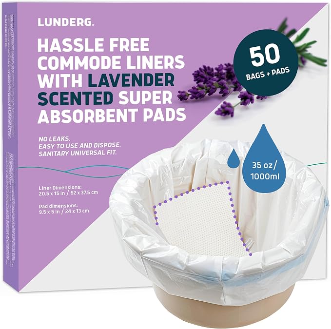 Lunderg Commode Liners with Absorbent Pads by LUNDERG