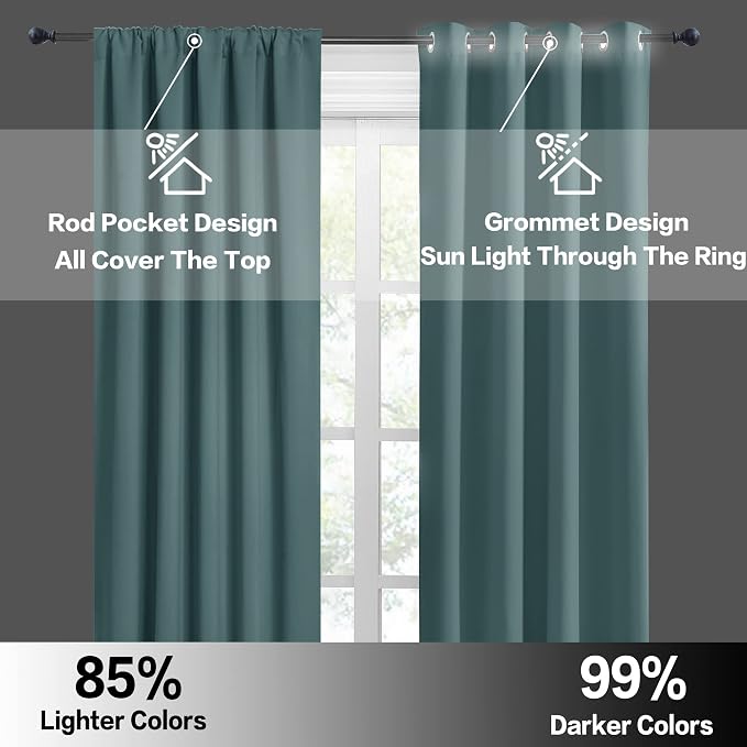 RYB HOME Bathroom Curtains Room Darkening Privacy Small Window Curtains - Image 5