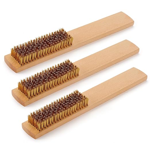 MAXMAN Brass Brush 3Pcs, Soft Brass 8 Rows 20 Bristles Wire Brush by MAXMAN