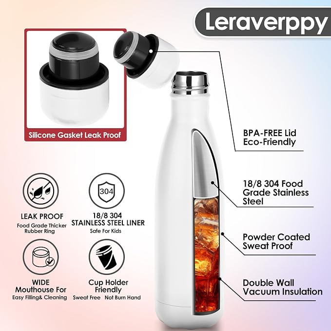 17oz Cola-Bottle Shaped Stainless Steel Leak-proof Water Bottle, Double Wall - Image 3