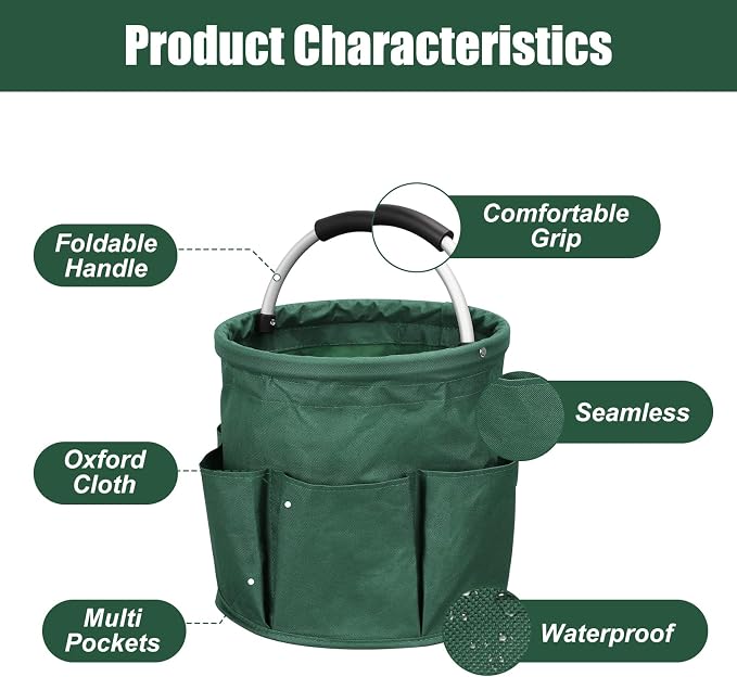 Qivine 17L Cleaning Caddy with Handle, Cleaning Supply Caddy Foldable Cleaning - Image 4