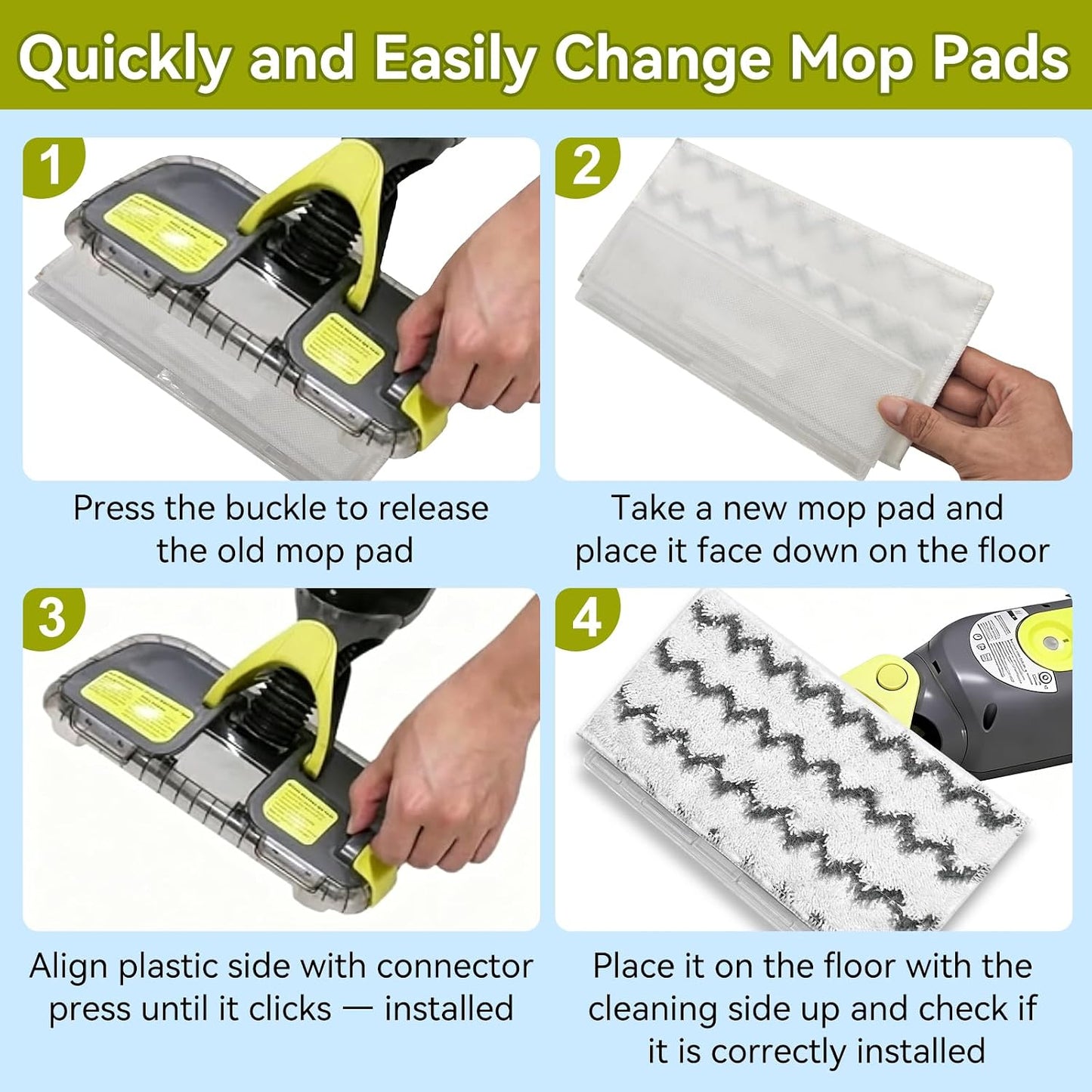 4 Pack for Reusable Shark Vacmop Replacement Pads, for Shark Vacmop Pro Vm252 Vm251 Vm250 Vm200 Vm190 Vc205 Qm250 Vm200p12 Vmp30 Vmp10 Vmp16 Model, for All Hard Floor Cleaning.