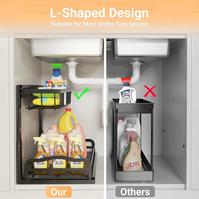 AceMining Under Sink Organizer, 2 Pack Pull-Out Under Cabinet Organizer - Image 7