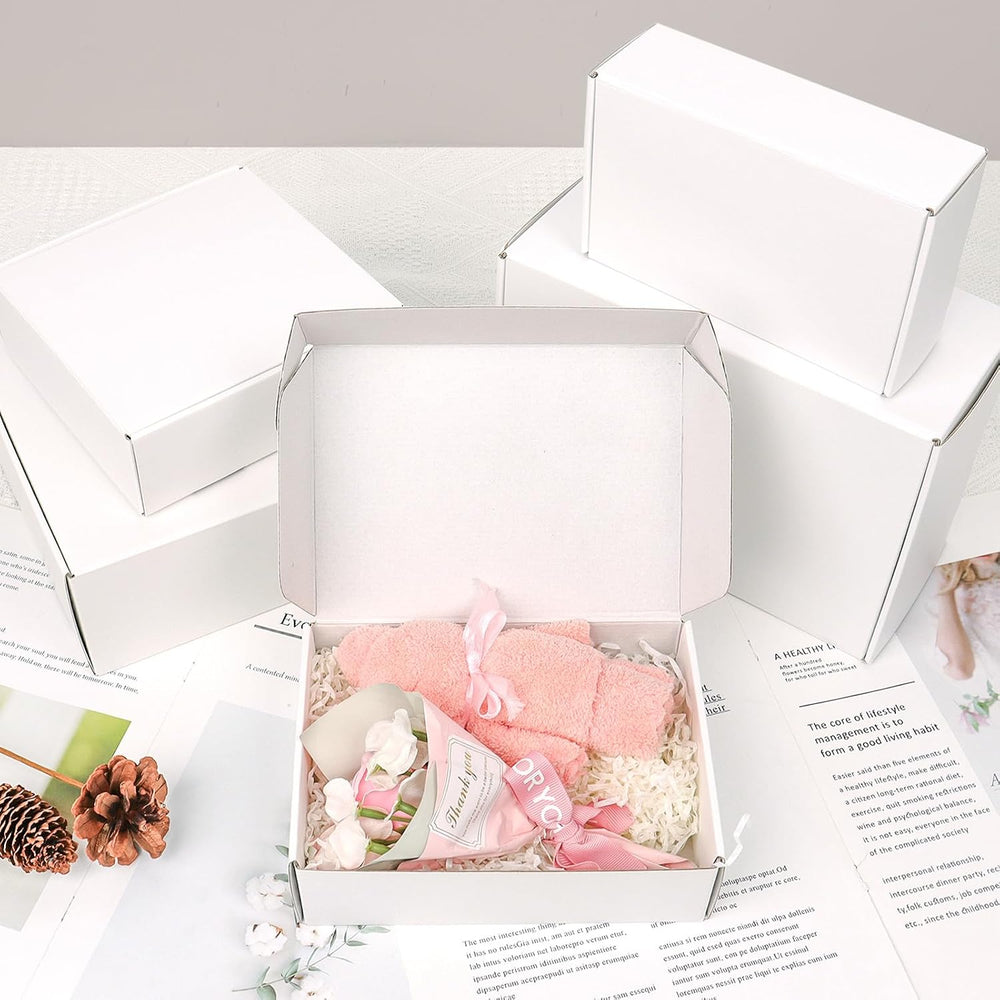 White Shipping Boxes Medium 10x8x2 Inches, 40 Pack Corrugated Cardboard Maile...