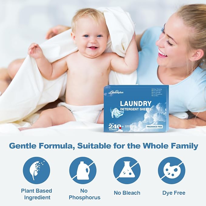 Laundry Detergent Sheet, Eco-Friendly & Hypoallergenic Wash Strips, Natural - Image 3