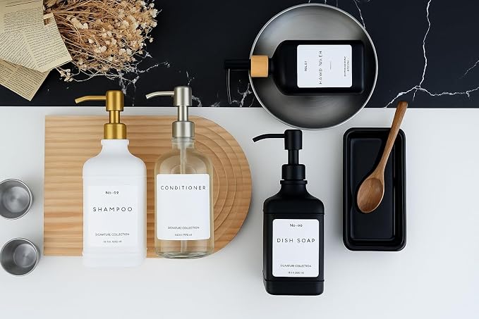 Emerson Essentials Soap Dispenser, Dish Soap Dispenser, Soap Bottle Bathroom Set - Image 6