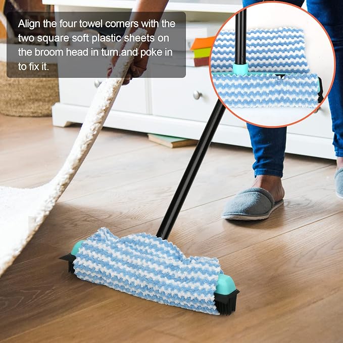 Rubber Broom Carpet Rake for Pet Hair Removal, Fur Remover Broom - Image 4