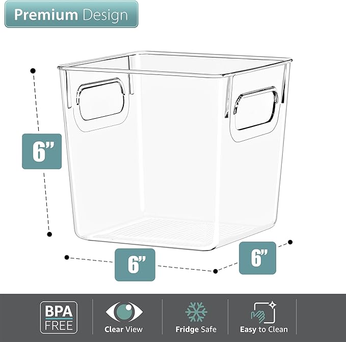 Sorbus 4 Pack Small Clear Plastic Storage Bins, Refrigerator, Under Sink - Image 3