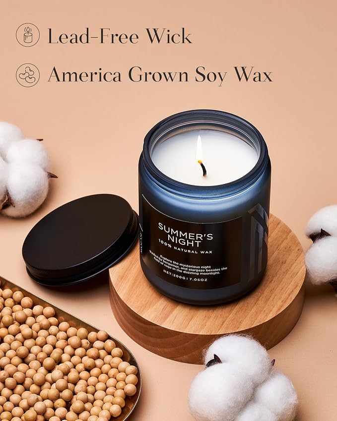 M&SENSE Summer's Night Scented Candle, All Natural Soy Wax Clean Non Toxic - Image 3