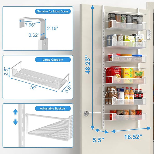 Over the Door Pantry Organizer, 6-Tier Over the Door Organizer - Image 2