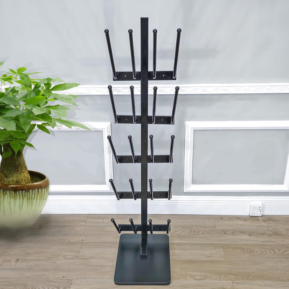 12.8X16X55.7" 10 Pairs Boots Shoes Rack 5 Tiers Boots Organizer Black, F...