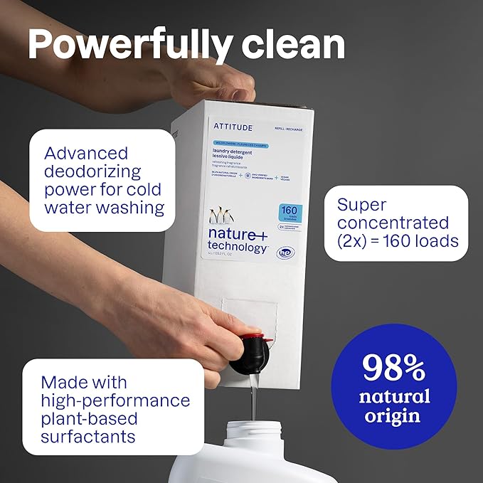 ATTITUDE Liquid Laundry Detergent Refill, EWG Verified, HE Compatible, - Image 4