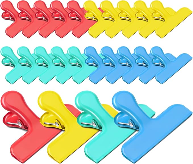 24 Pack Heavy Duty Chip Clips, 3 Inch Stainless Steel Bag Clip, Colorful Food by Unknown