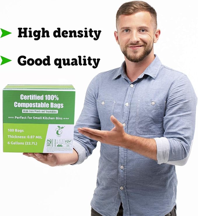 Primode Compostable Bags 6 Gallon Food Scraps Yard Waste Bags, Extra Thick 0.87 - Image 2