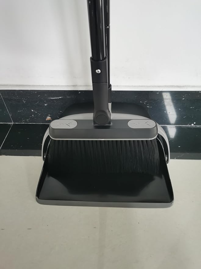 JEHONN Broom and Dust Pan, 54.3 inches Long Handle Swivel Brush, Upright - Image 11